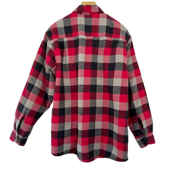 Wrangler Shacket Red Plaid Fleece Lined Flannel Button Up Shirt Jacket Sz M - Picture 3 of 9